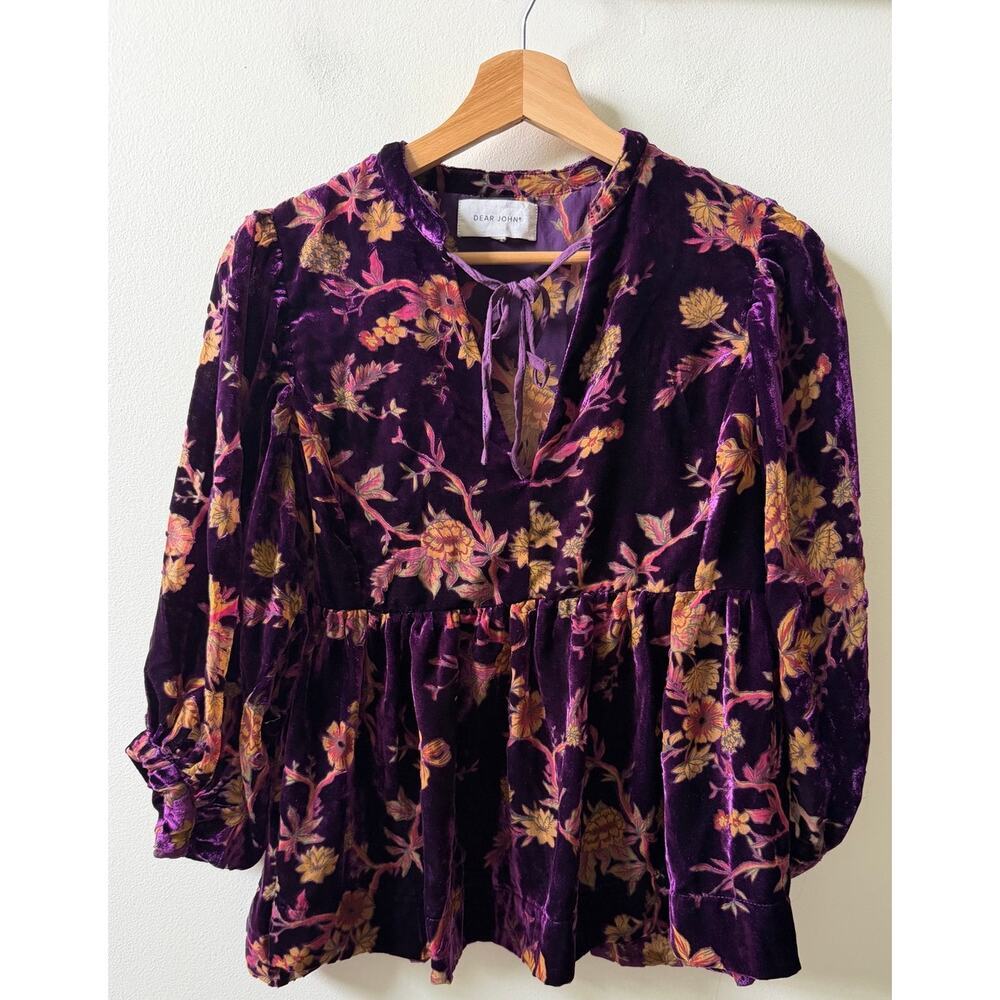 Dear John velvet purple blouse women's M